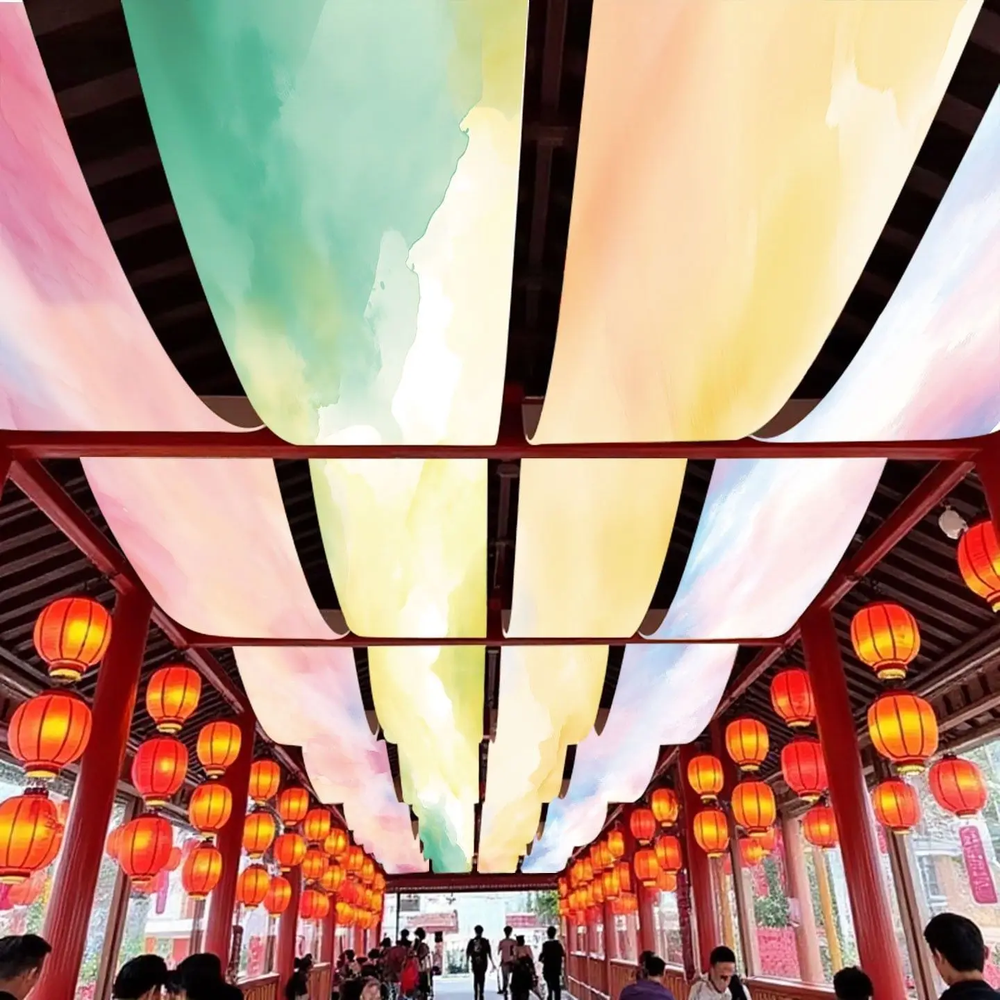 Indoor Internet celebrity canopy bar decorations Outdoor canopy cloth Ceiling special cloth Hanging blue sky and white clouds
