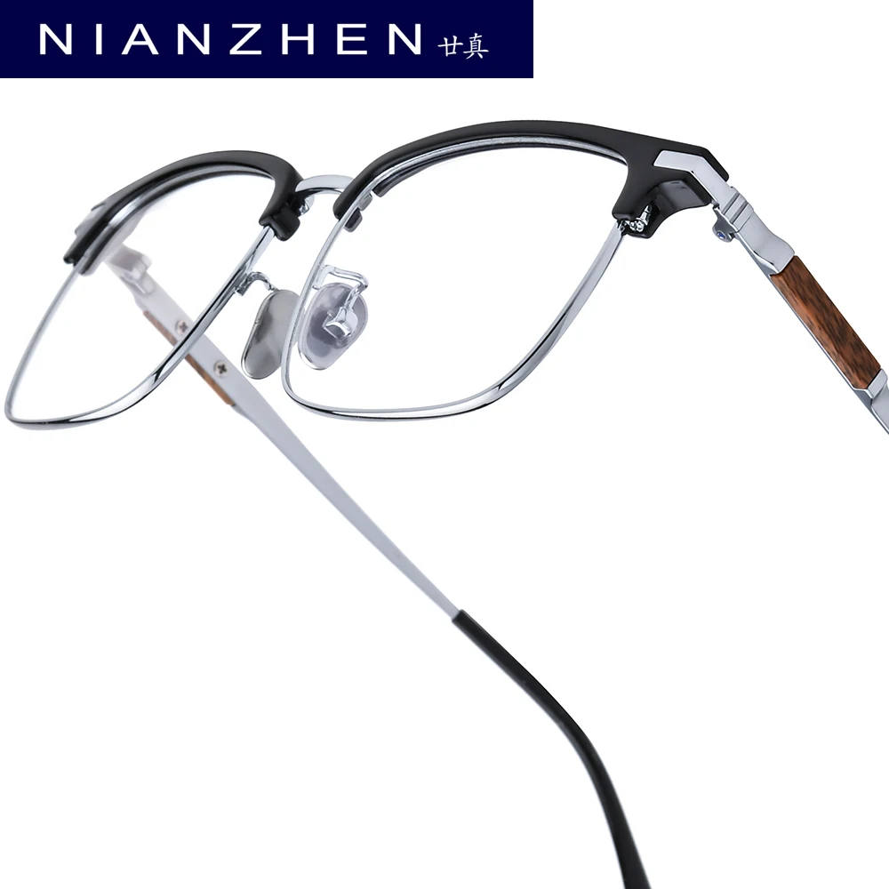 

NIANZHEN TR90 Alloy Eyeglasses Frame Men Square Brand Design Glasses Women Vintage Ultralight-Weight Eyewear Spectacles 88079