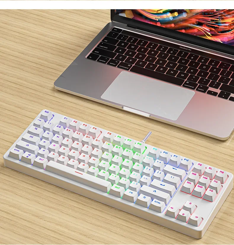 

K870 Cable gaming mechanical keyboard RGB light effect detachable panel full key green axis pluggable computer games