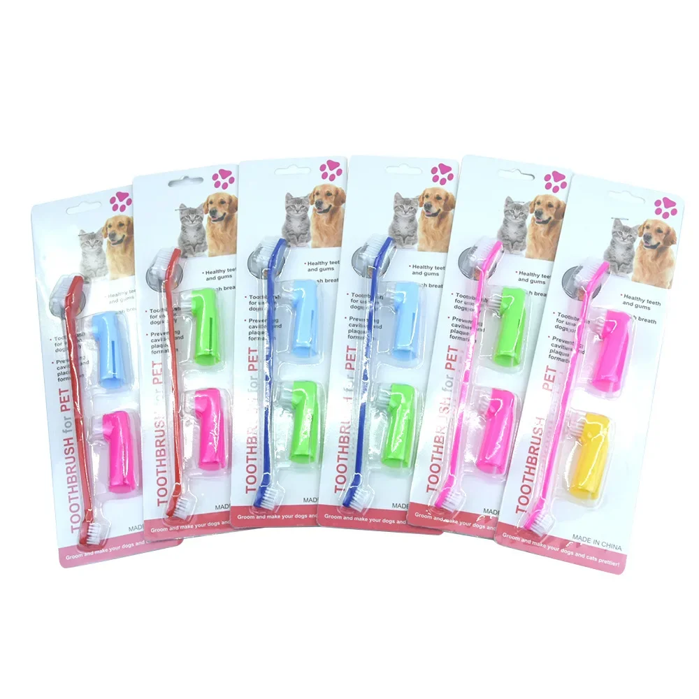 

Set Double Head Dog Toothbrush Oral Cleaning Finger Toothbrush Cat Toothbrush Pet Supplies7.27