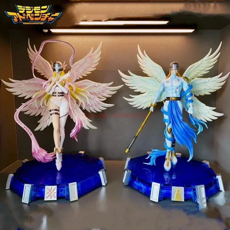 28cm Anime Digimon Adventure Figures Angewomon Angemon Led Action Figurines Statue Model Collection Doll Toy Xmas Festival Gifts