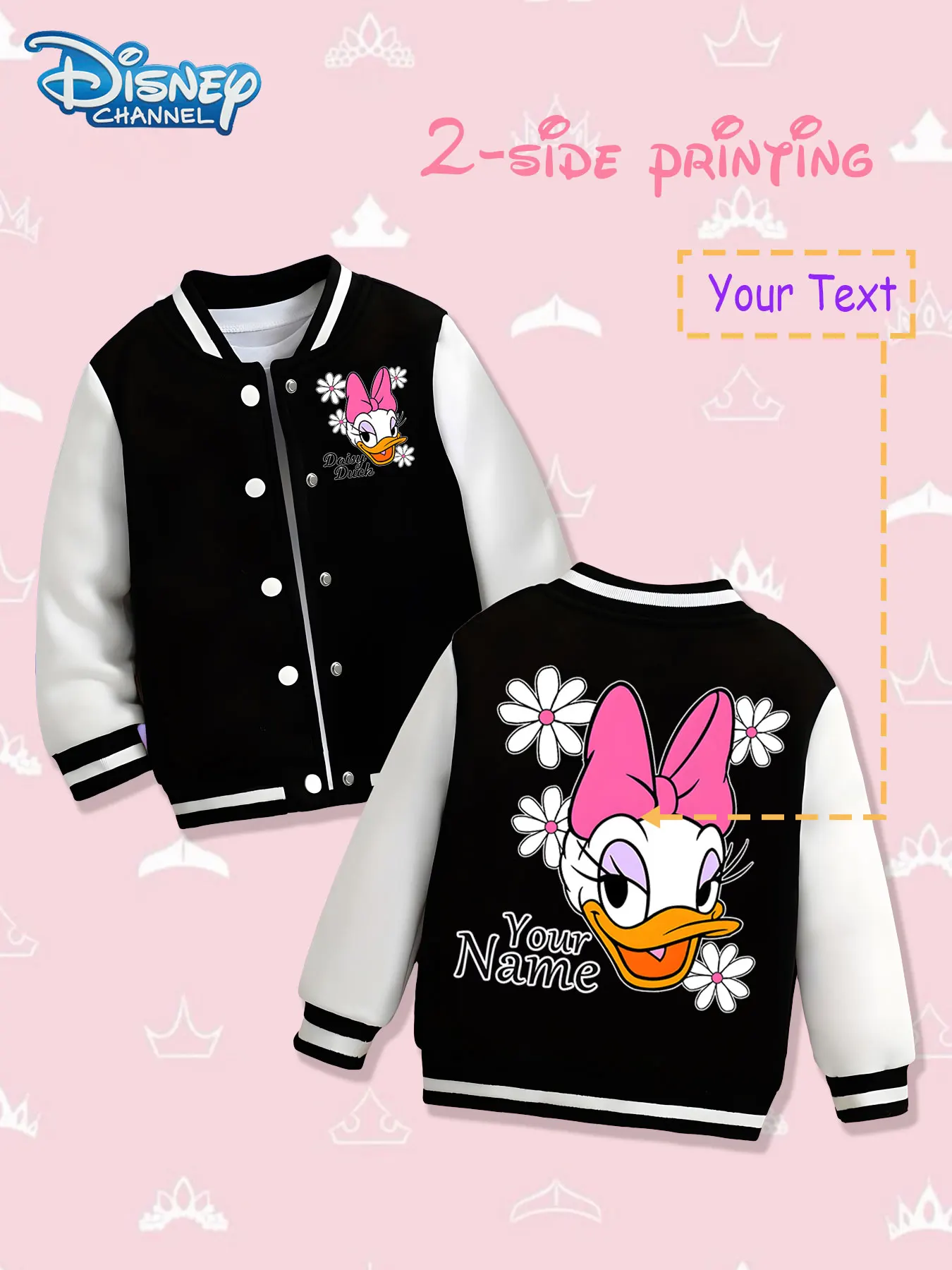 

MINISO Disney Daisy Flower Children's Baseball Jacket - Daisy flower surround shape double-sided display, fresh and sweet colors
