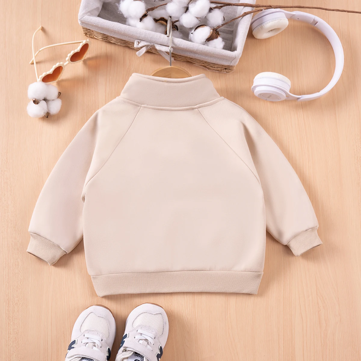 2024 Autumn Winter Baby Boys Girls Casual Sweatshirt Casual Pullover Half Zipper Long Sleeve Top Solid Color Soft Daily