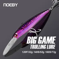 Señuelo de pesca Noeby Trolling Minnow, 12cm, 32g, flotante, 14cm, 52g, 16cm, 73g, cebo Artificial Wobbler que se hunde, señuelo de pesca de agua salada