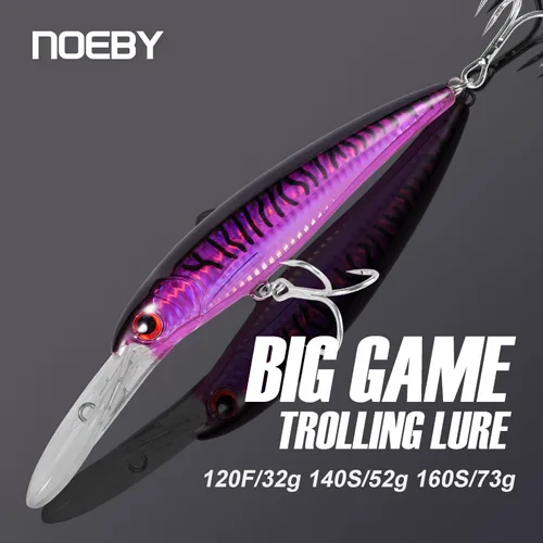 Señuelo de pesca Noeby Trolling Minnow, 12cm, 32g, flotante, 14cm, 52g, 16cm, 73g, cebo Artificial Wobbler que se hunde, señuelo de pesca de agua salada