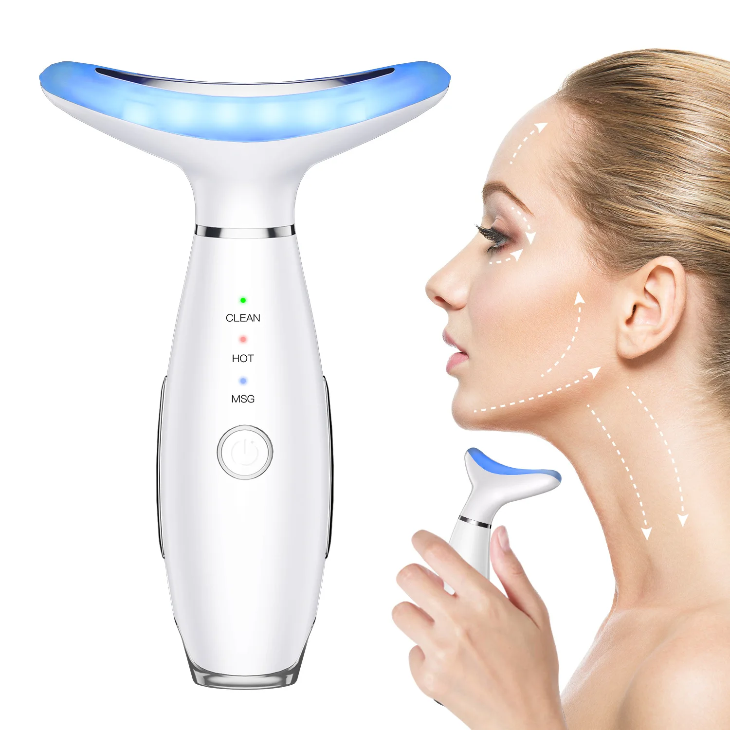 3-in-1 Dolphin Microcurrent Neck Face Massager, Anti-Aging Wrinkle Reduction&Skin Firming Device, Home Use Beauty Care Equipment