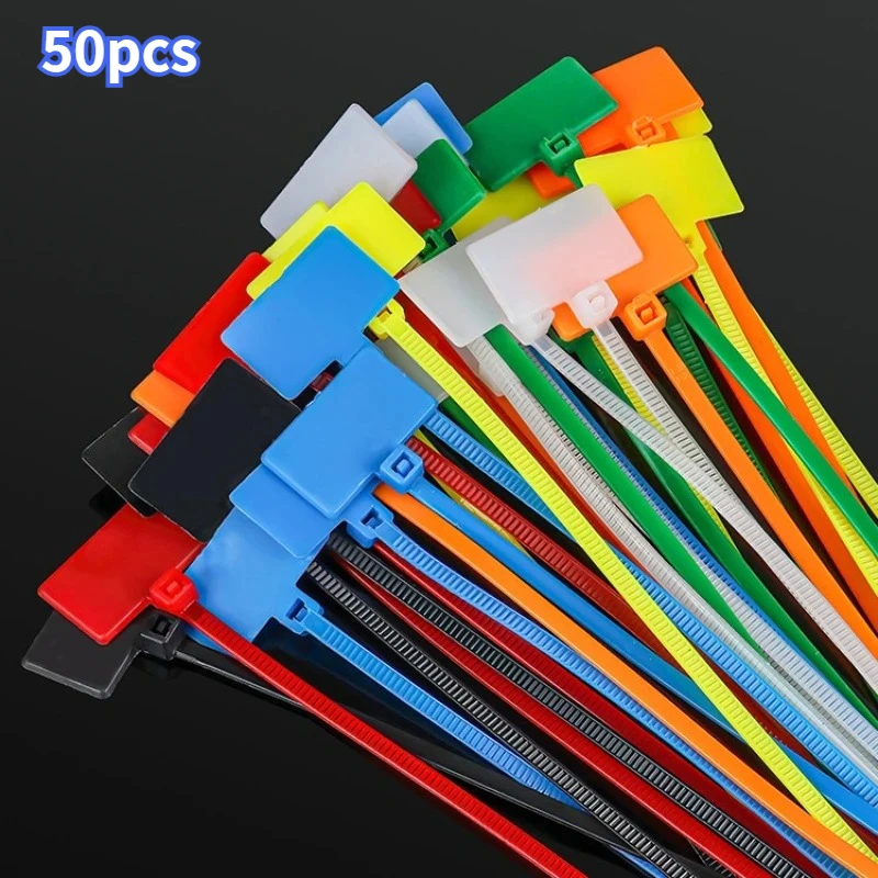 Colorful Nylon Cable Ties Plastic Label Strapping Tape Easy Mark Tag Labels Self-locking Zip Ties Mesh 4x150mm 3x100mm 4x200mm