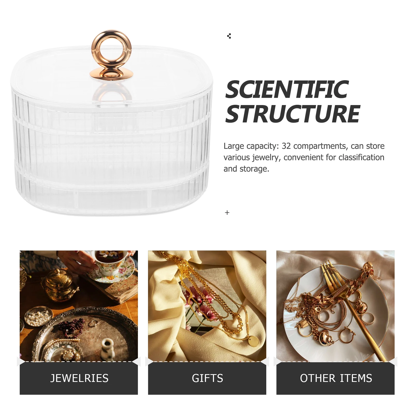 

Transparent 3 layer 32 grid Jewelry Box Large Capacity PP Material Earrings Bracelet Necklace ganizer Container Storage Case