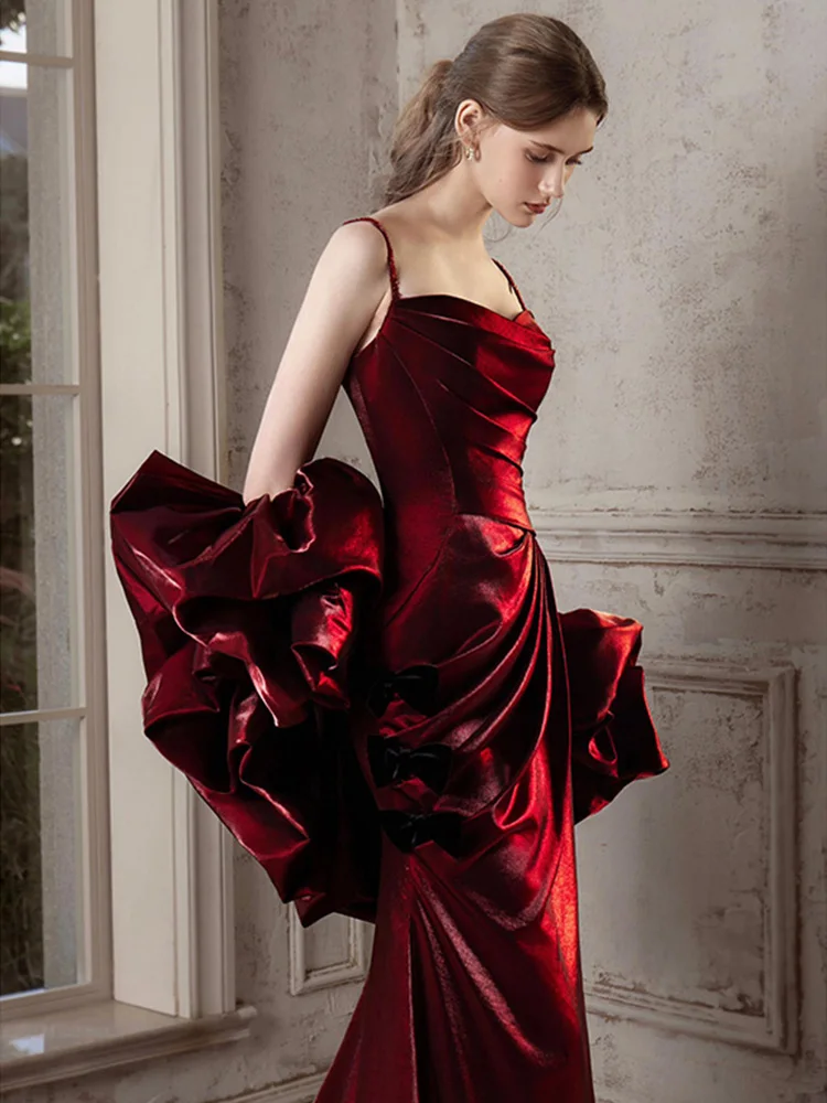 

Ele Fi Tail Evening Gown Women's 2025 New Sle Sling Design Sensation Conference Wedding Dr Bridal Appoinent Skirt