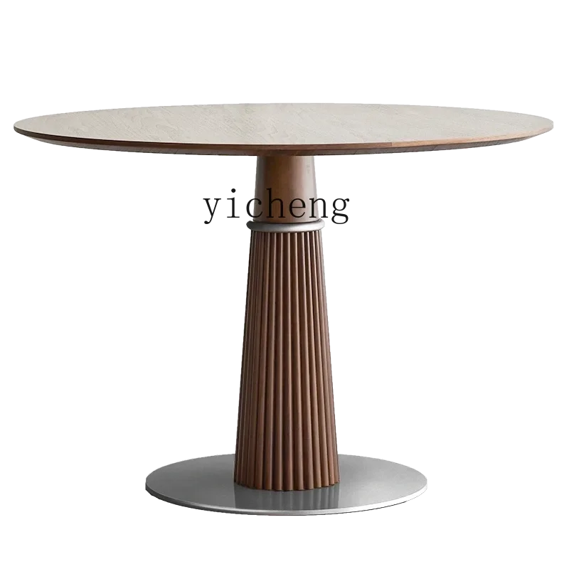 

ZZ solid wood rock slab dining table simple household small apartment modern high-end round table