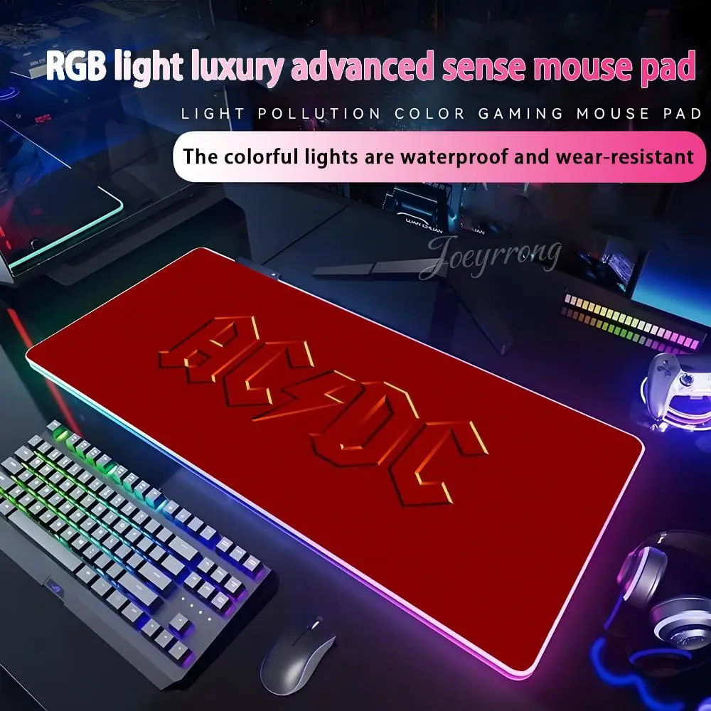 

Custom Rock Heavy Metal AC DC Mouse Pad RGB Mouse Pad Extended Gaming Keyboard Seven Colors LED Mats Large 1000x500mm XXL Gamer