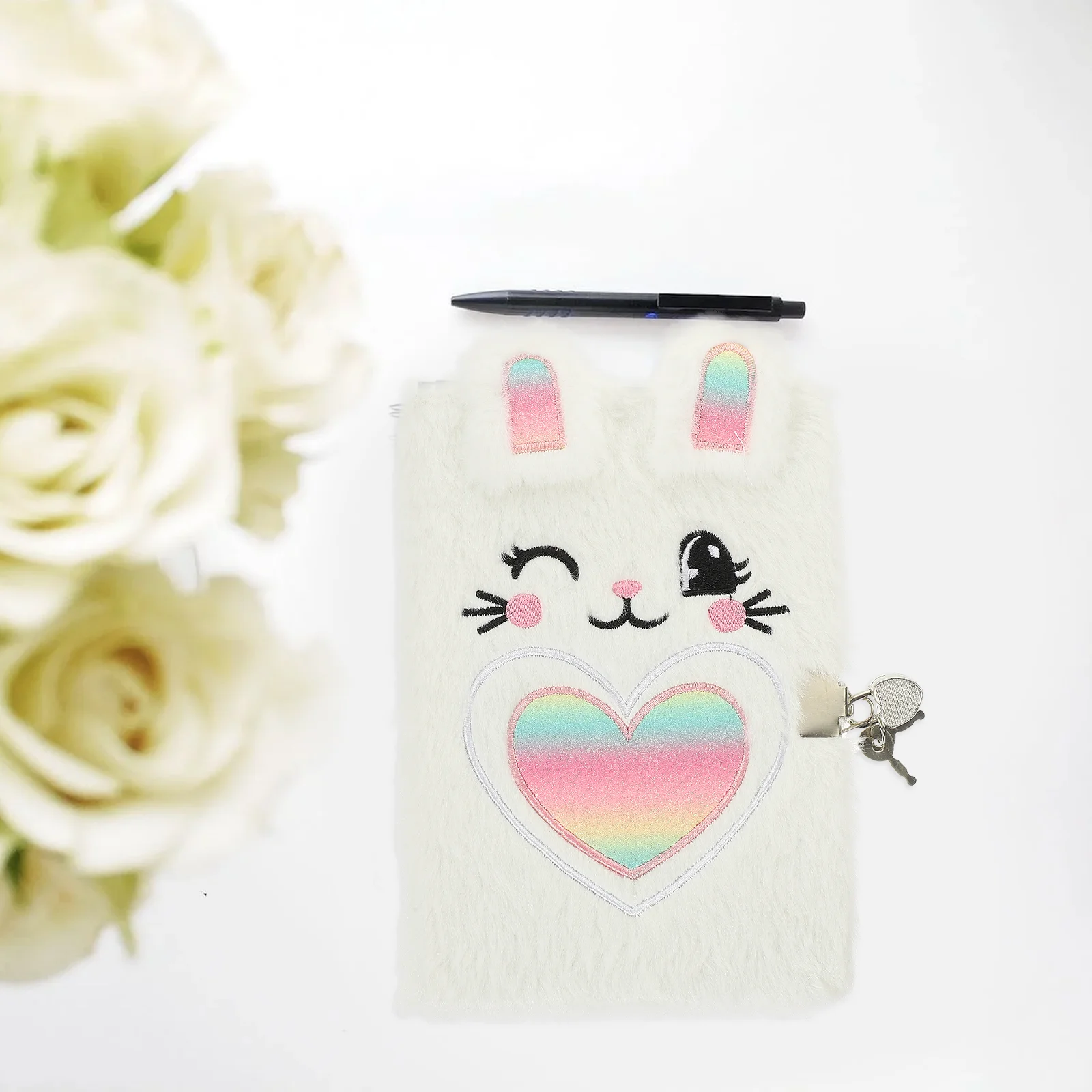 Notebook for Girls The Plush Cover Diary Skirt Rabbit Aluminum Alloy Student Notebooks