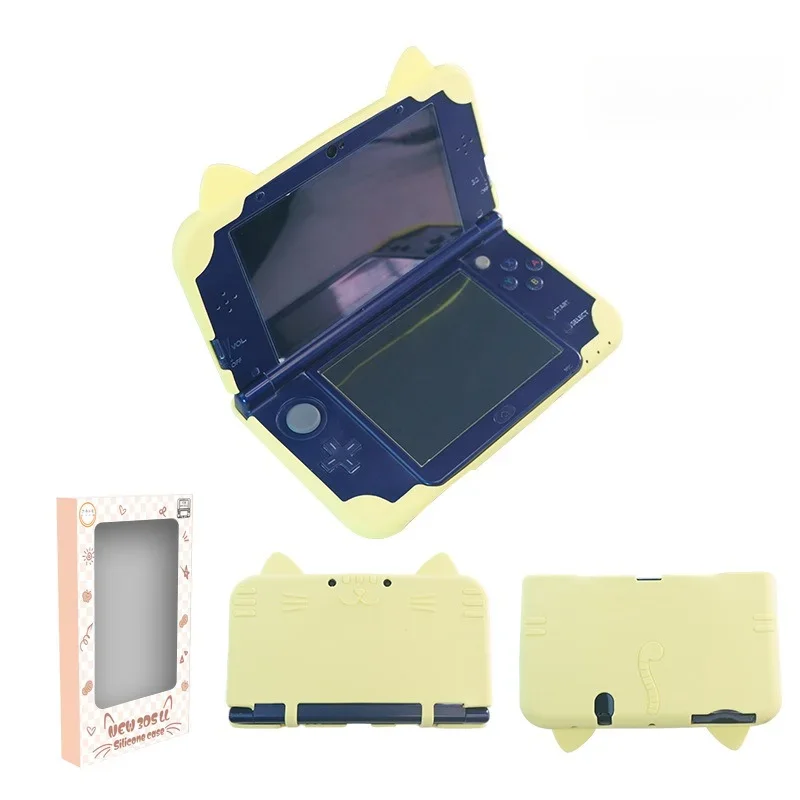 3D-siliconen hoesje met kattenoren voor de nieuwe Nintendo 3DS LL/XL, volledig beschermend, zachte hoes met extra dikke hoeken, krasbestendig en schokabsorberend.