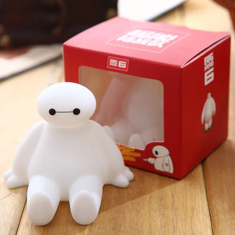 Disney Baymax Mobile Phone Holder Lazy Stand Table Desk Night Light Glowing Cartoon Anime Figure Big Hero 6 Dolls Model Holders