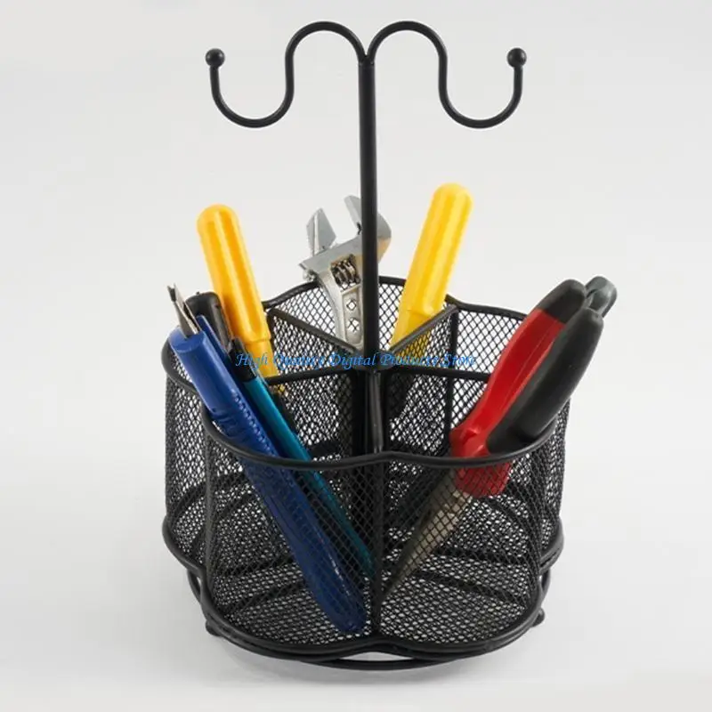 

U2JE Multifunctional Desk Organiser Pen Holder with 5 Compartments and Keychain Hook