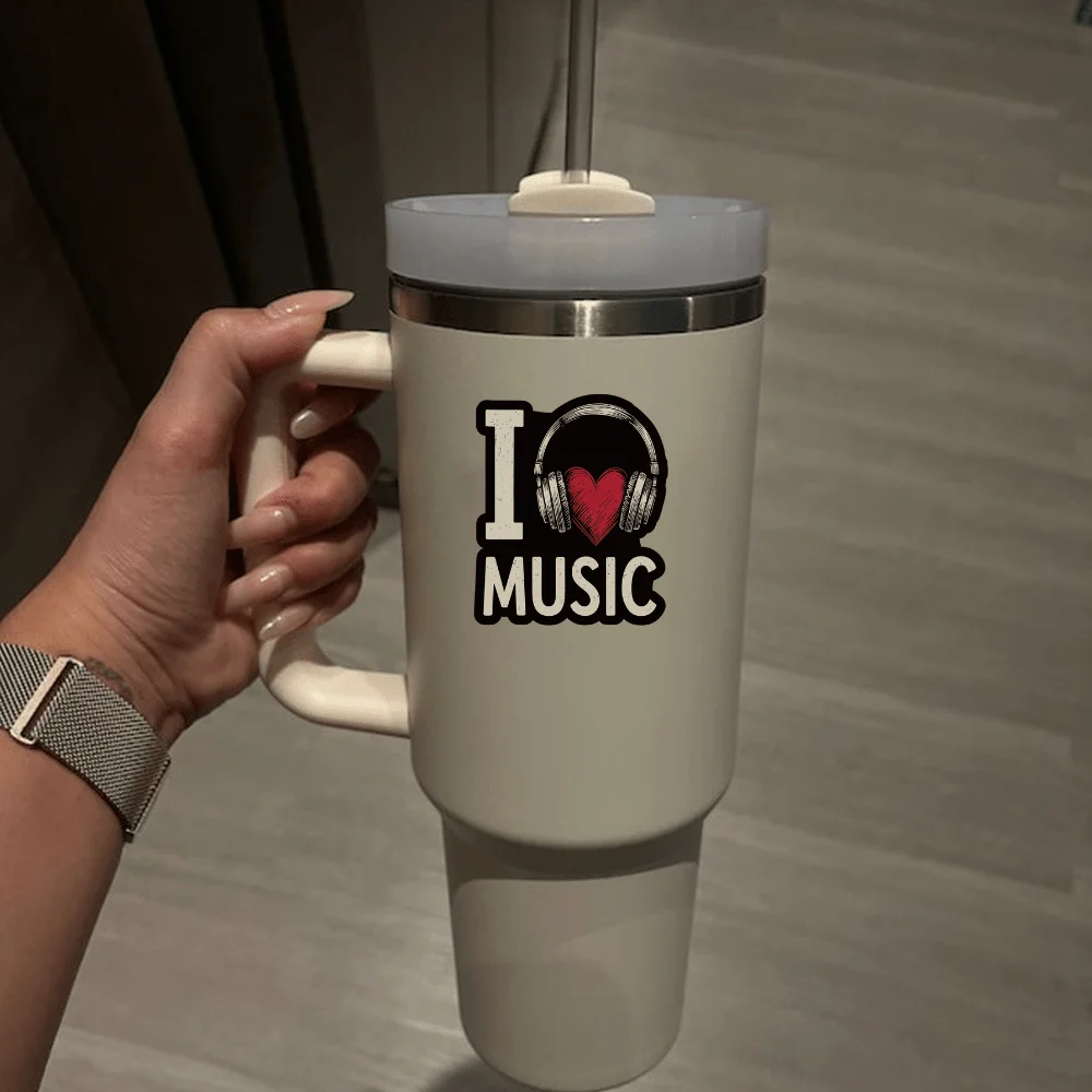 1pc I love MUSIC earphones, suitable for expressing love for music stickers, suitable for decorating laptops, water bottles, etc