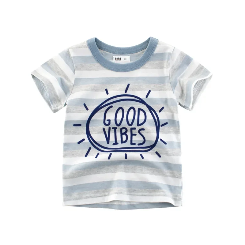 

2025 Summer New Striped T-Shirts for Boys Children's Clothing Short Sleeve O-Neck Cotton Tops Tees Shirts Kids Clothes 2-10Y