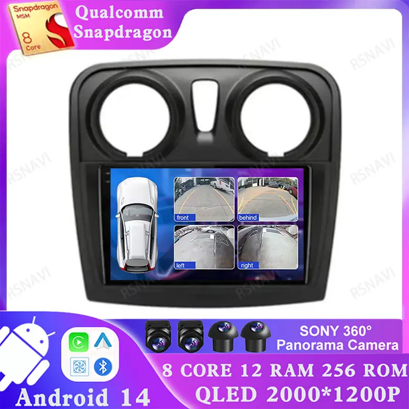 Android 14 For Renault Logan 2 Sandero 2 2012 - 2019 Multimedia NAVI Gation 5G WIFI Qualcomm GPS Car Radio DSP BT 4G LTE 2DIN