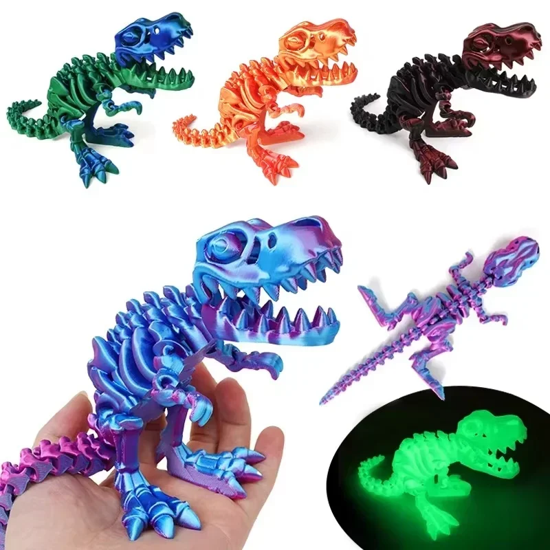 

3D Printed Dragon Set Crafts Model Decoration Fidget Toy Rotatable Tyrannosaurus Rex Skeleton Dinosaur Gift for Kids Birthdays