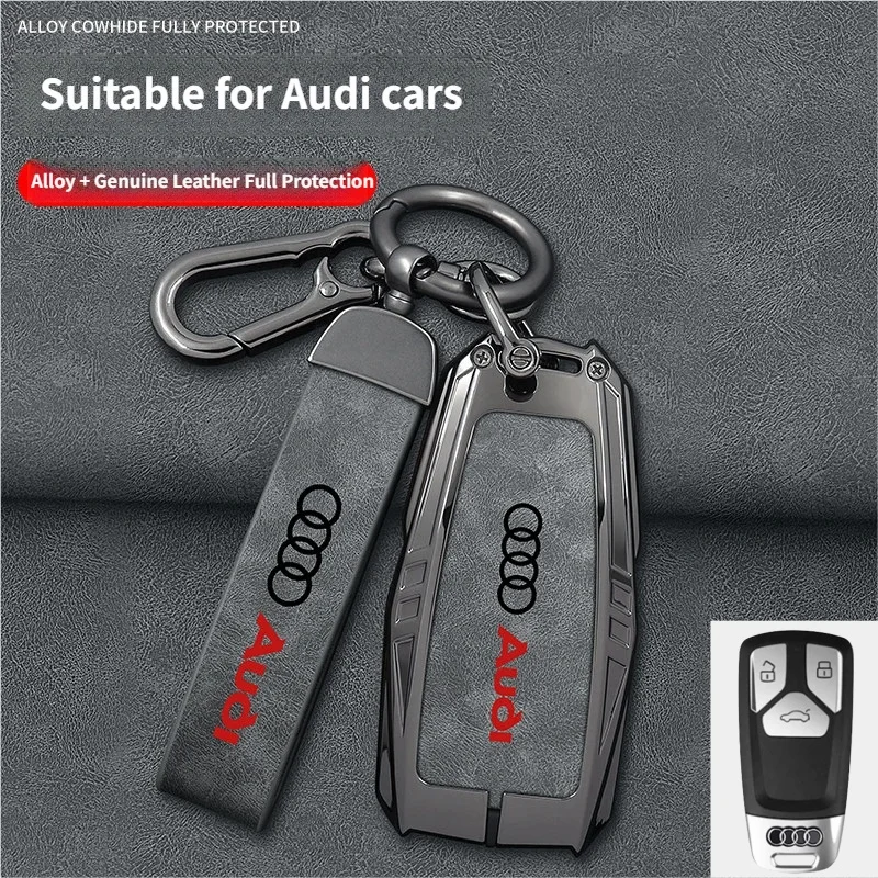

High Quality For Car Keys Case Holder Key Cover For Audi Q5 Q7 TT A4 B9 A5 A6 8S 8W 4M S4 S5 S7 TTS TFSI RS Car Key Case