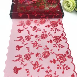 3y/lot Width 22.50cm Red Shimmer Embroidery Lace Trim No-Elastic Clothing Accessories Dress Sewing Applique Costume Lace Fabric