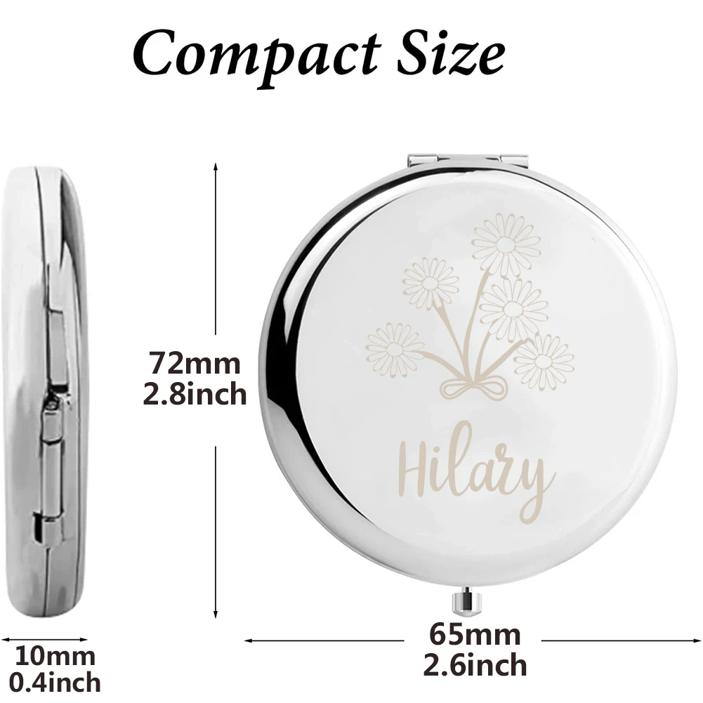 1pc Funny Flowers with a bow Custom Name Round Circle Mirror Makeup Mirror Folding Mirror Pocket Mirror Wedding Party Gifts
