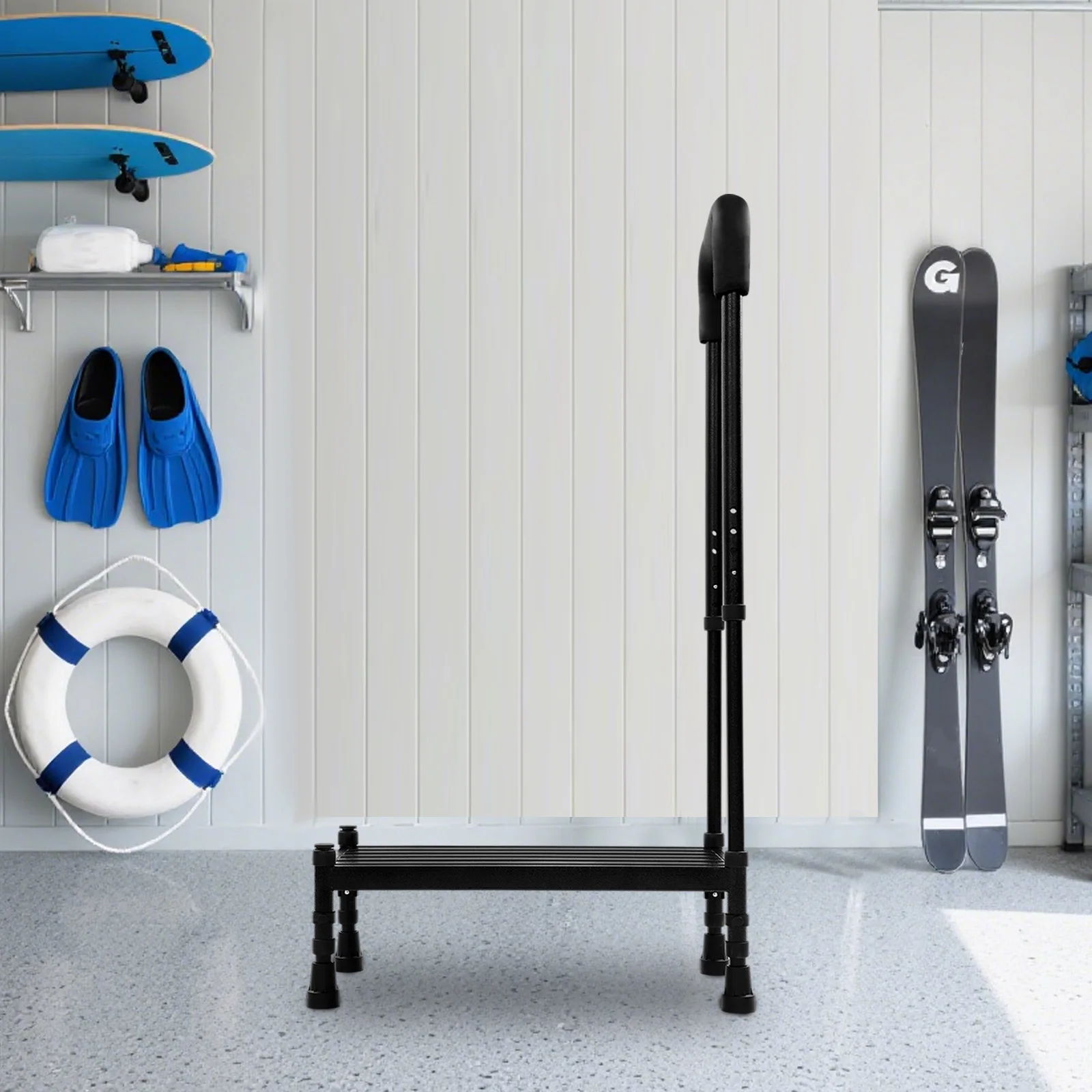 أسود الكربون الصلب 99 سنتيمتر عالية خطوة واحدة مقعد مع درابزين قابل للتعديل عدم الانزلاق البراز داخلي مساعد تسلق البراز