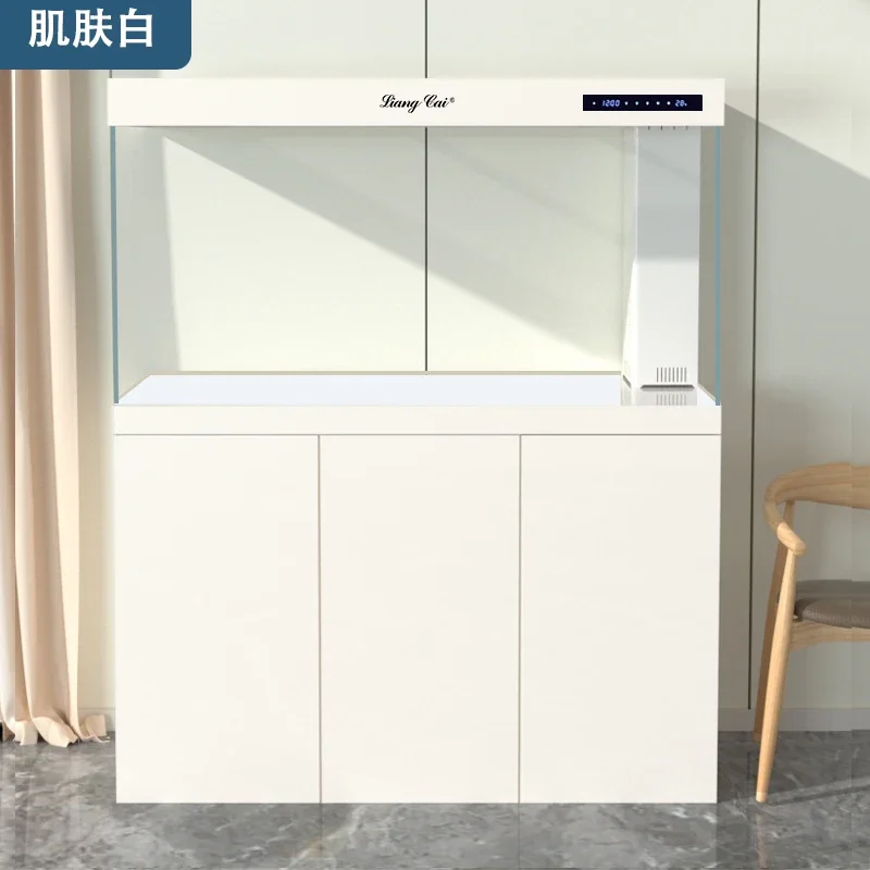 

Super White Glass Fish Tank Aquarium With Led Light And Water Filter System Large Living Room Smart Control