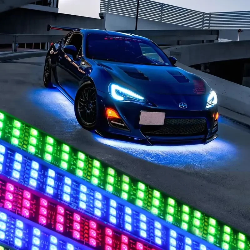 New Trends Triple Row Color Chasing Under Glow RGBIC Underbody LED Car Chasing Underglow Light Kit for Car Truck Offroad