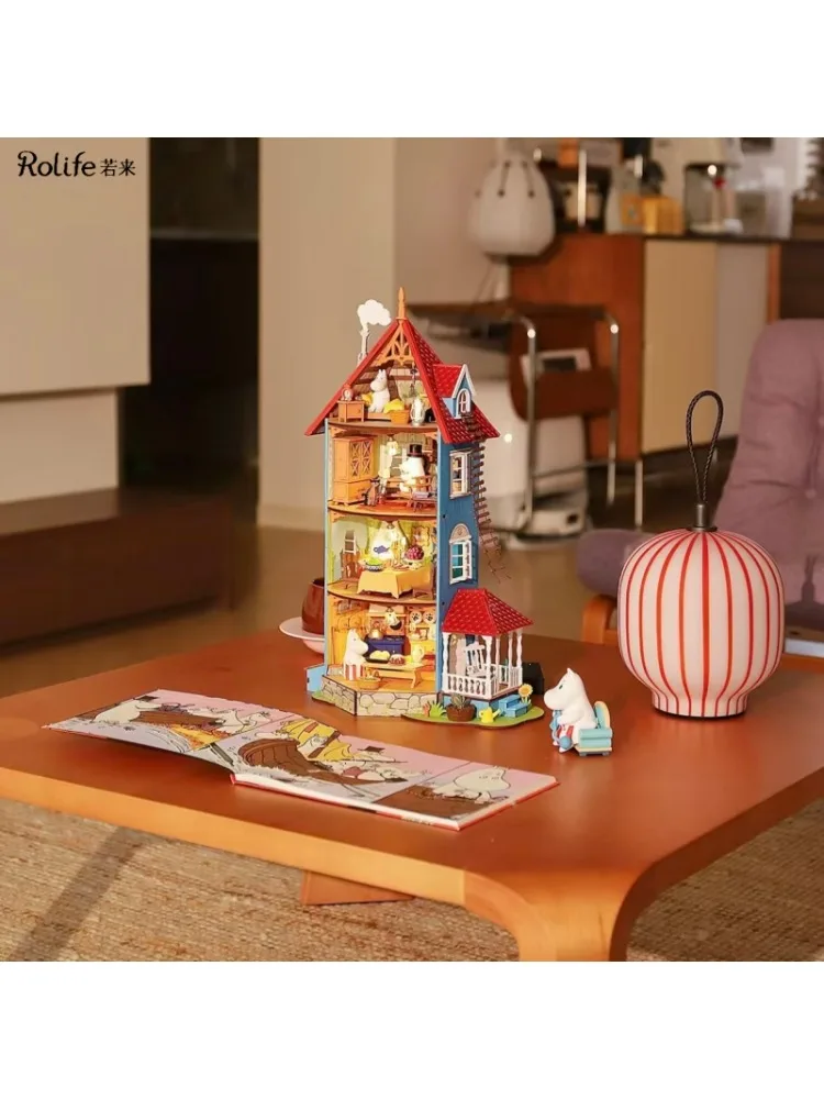 Oficjalnie Licencjonowany Rolife Moomin House DIY Miniaturowy Domek dla Lalek, Zestaw do Składania z Złączkami Tenon, Kreatywny Prezent Urodzinowy — 2
