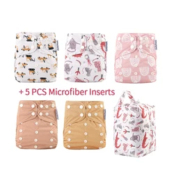 5PCS Recycled Baby Cloth Diapers with Inserts,With 1 Diaper Pod Bag,Waterproof Reusable ,Washable