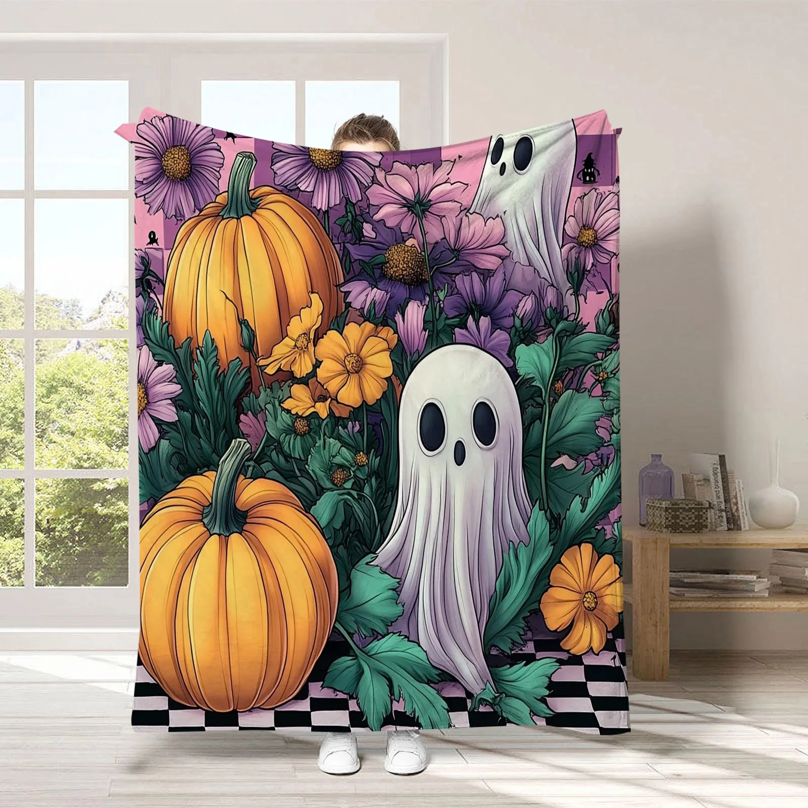 1pc Halloween Fall Throw Blanket for Couch Soft Cozy Autumn Pumpkin Blanket Gift  Flannel Blankets Festival Four Season Use