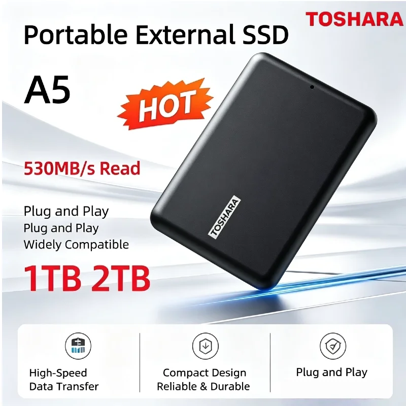 TOSHARA  A5 Portable External HDD 1TB 2TB 4TB External Hard Drive USB3.0 Fast Data Storage Hard Disk for Mac Laptop Android