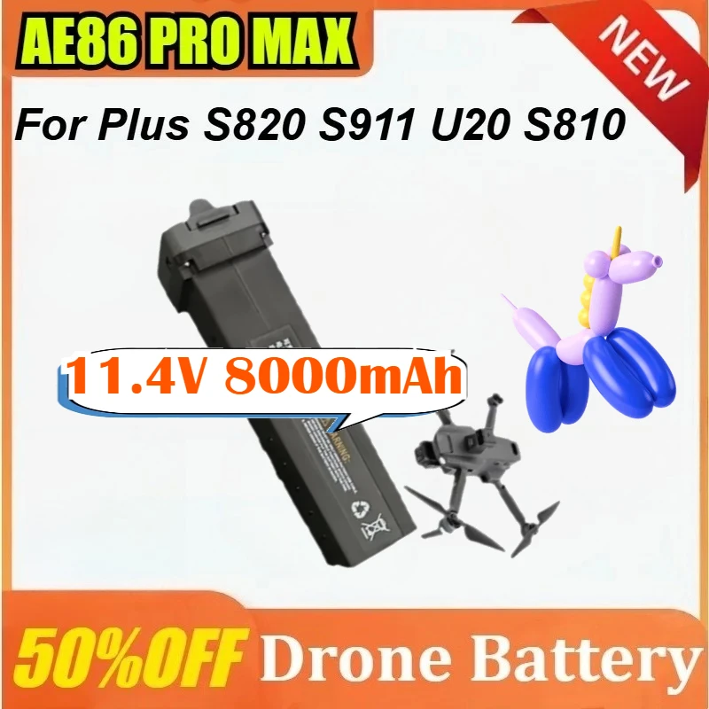 

11.4V 8000mAh AE86 PRO MAX 8K Drone Battery for AE86 PRO MAX Plus S820 S911 U20 S810 for Carbon Fiber for Yunhangxing X5proMAX