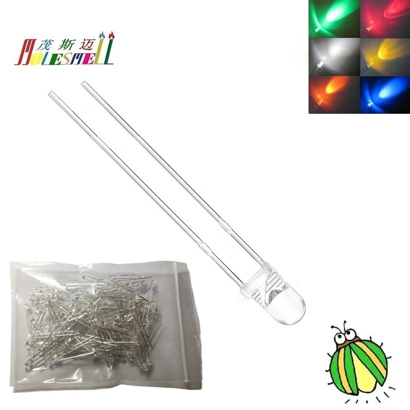 100pcs 3mm Breathing Fading Pulse Firefly Led Red Yellow Blue Green White Orange Water Clear Lamp Light Diodes