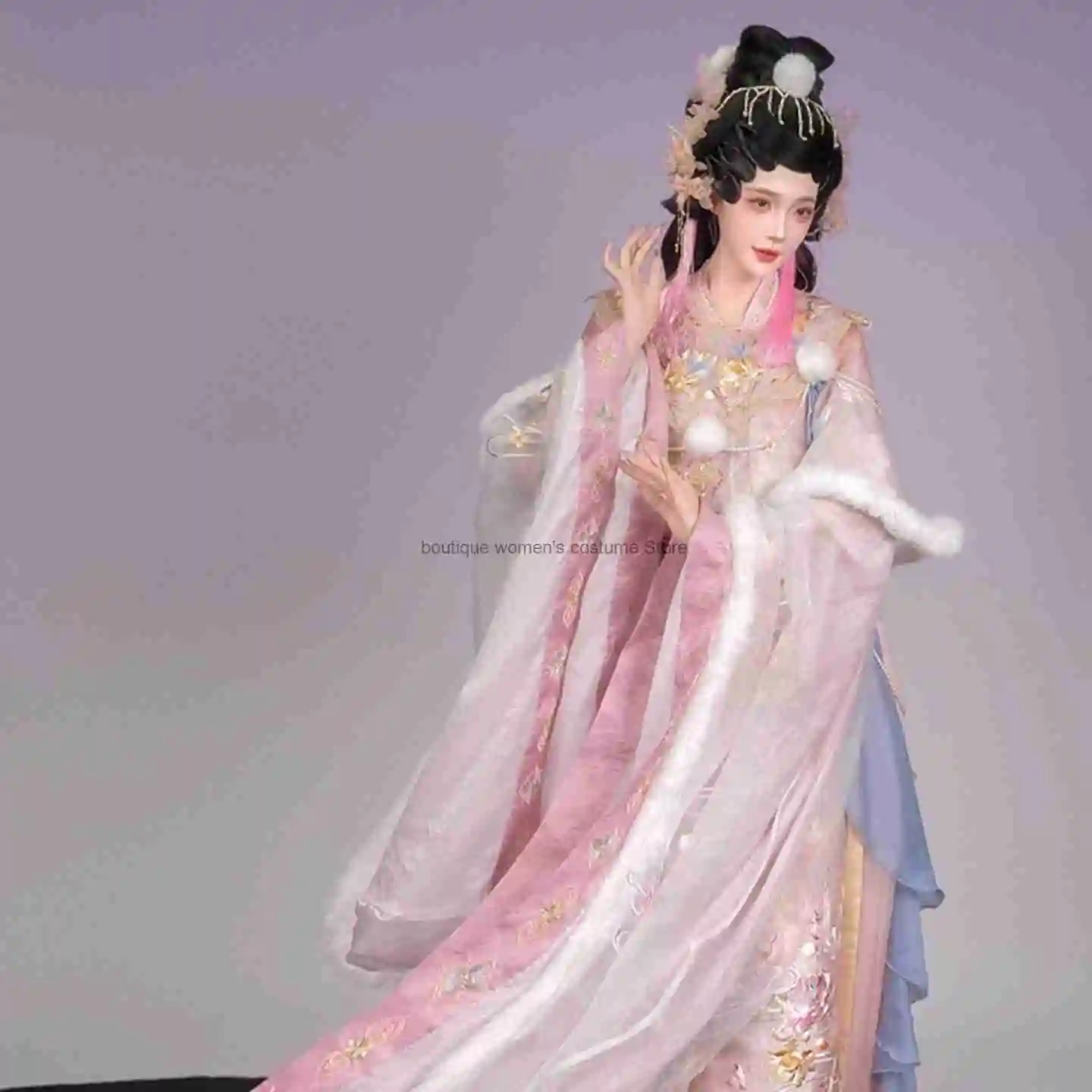 

New Model Peach Branch Cloud Ballad Hanfu For Women Improved Heavy Embroidery Han Elements Fairy-like Flowing Autumn Winter