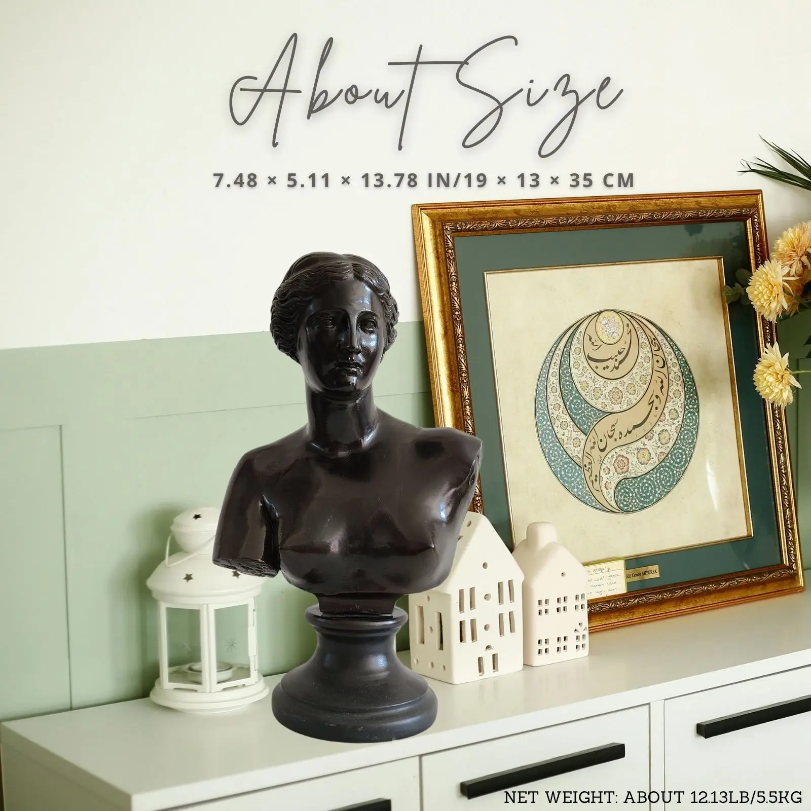 35cm Bronze Ancient Greece Venus Sculpture Bronze Bust of Venus Statue With Marble Base For Home Decor Classical Ornament Craft