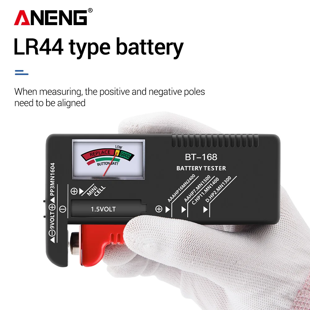 ANENG BT168 Battery Container Pointer Tester AA/AAA/C/D/9V/1.5V Universal Button Cell Batteries Tester Meter Indicate Checker