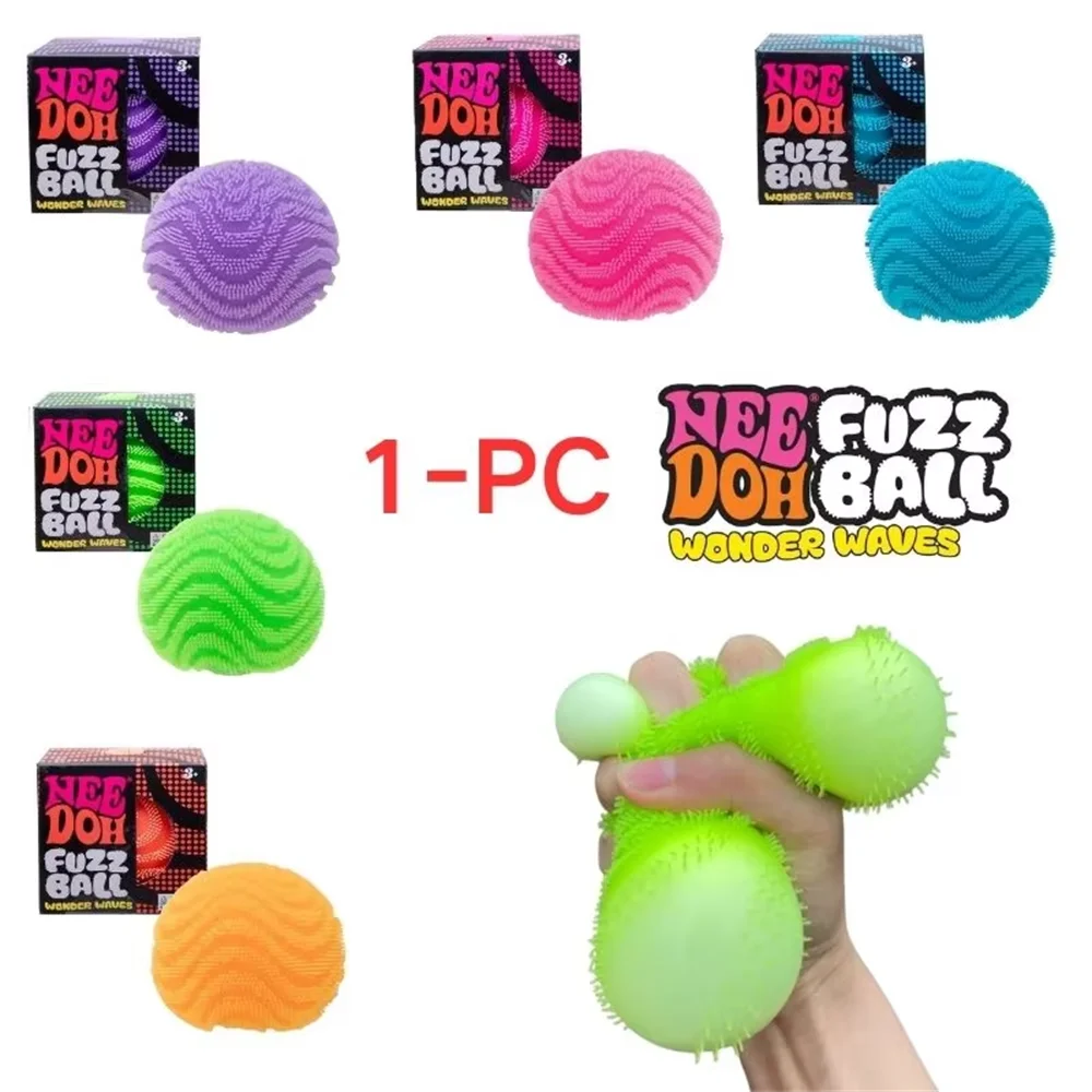 

Needoh Fuzz Ball Wonder Waves Vent Ball Squishy Toy Textured Stress Relief Fidget Ball Squeeze for Adults Anti-anxiety Toy
