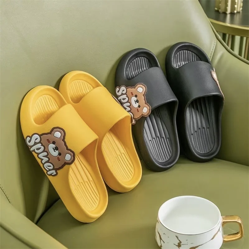 Cartoon Side Bear Slippers Women's Home Indoor Casual Slippers