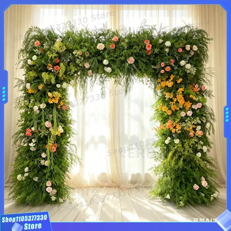 Square Flower Wall Arch Green Rose Backdrop for Wedding Valentine Day Decor Wholesale Event Party Background Decoration Panel