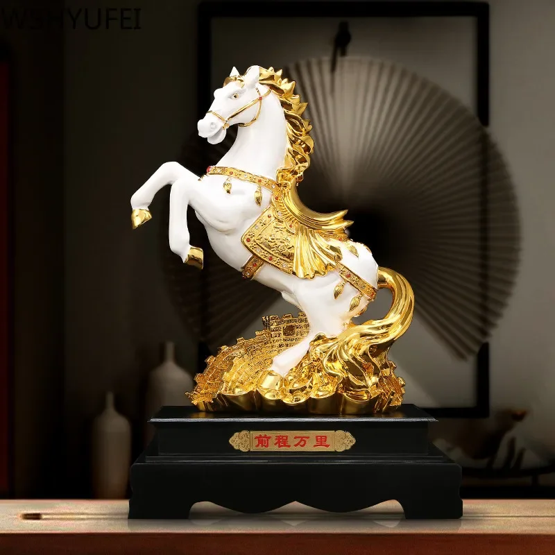 Chinese Style Horse Shape Artwork Lucky Horse Resin Home Decoration Ornaments Desk Study Crafts Home Decorations Gifts