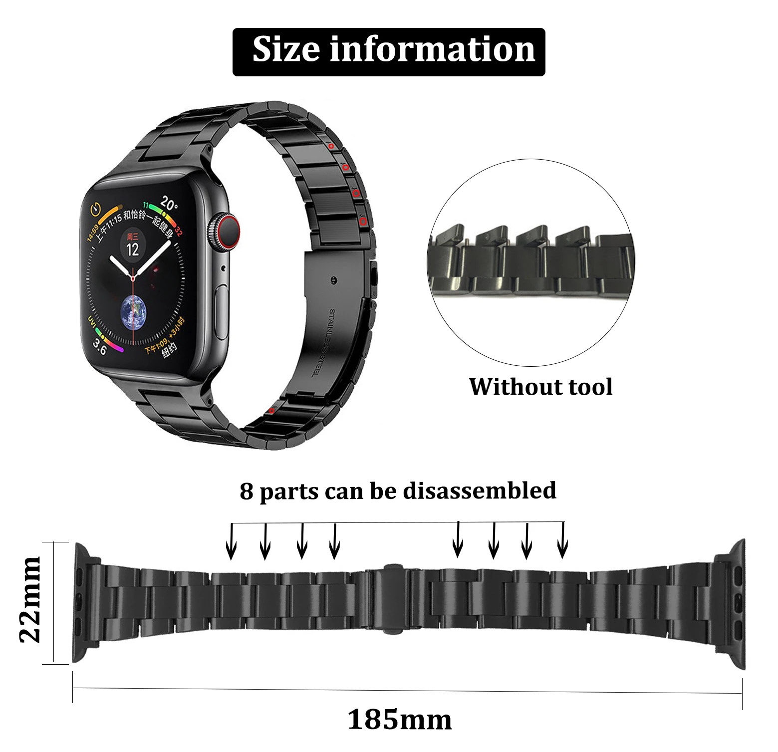 Women Stainless Steel Slim Bracelet For Apple watch 9 8 Ultra 2 49mm Band 40mm 42 41 45mm for iWatch SE/6/5 7 Luxury Metal Strap