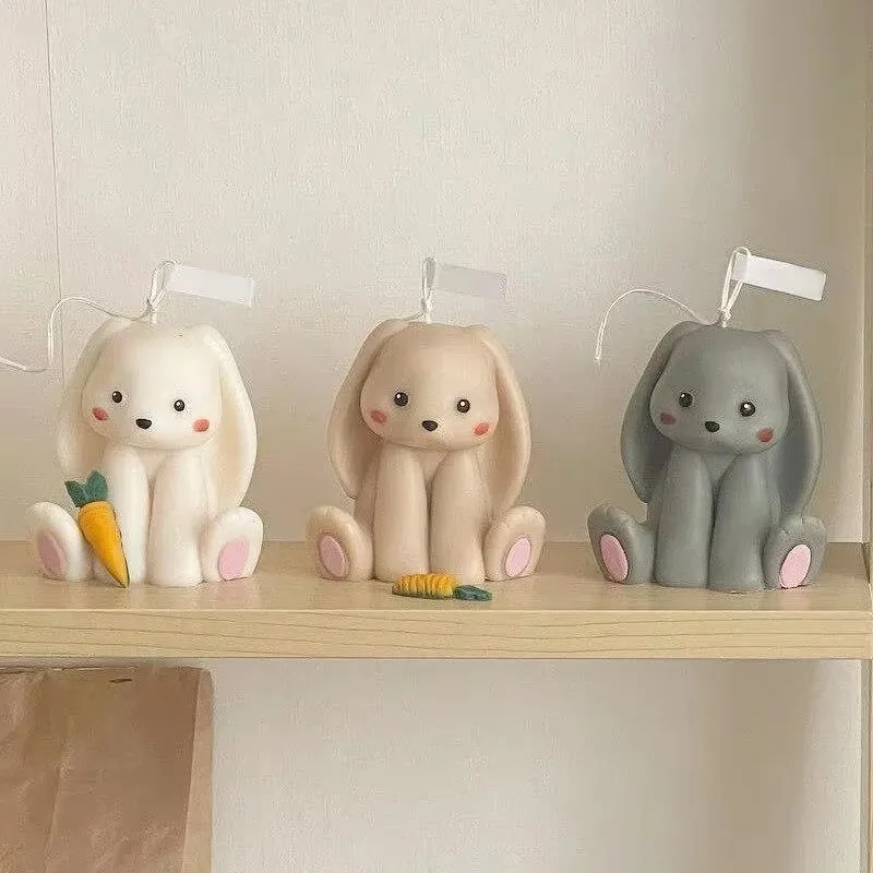 Neue DIY Kerzenform Home Dekoration Sitzende Glückskaninchen Silikonform 3D Hase Duftkerzenform für Wachs Aromatherapie Herstellung