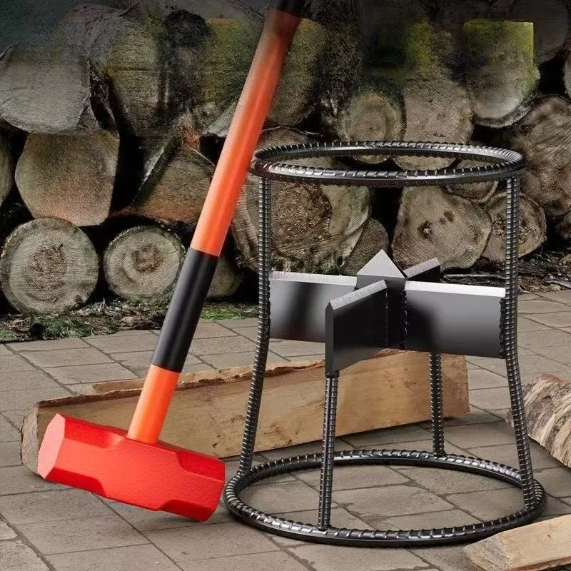 Cross-Head Manual Log Splitter Sturdy Cast Steel Firewood Splitting Tool Outdoor Camping Home Firewood Wood Processing Tool