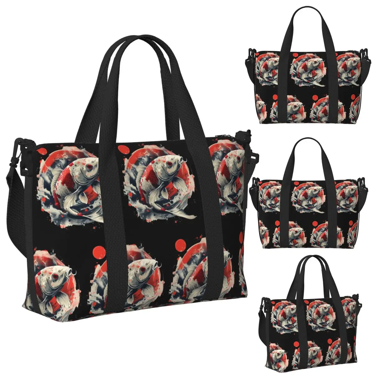 

Koi Rising Beach Travel Bag Large Capacity Tote Bags for Gym Sport Women Shopping Duffle Shoulder Bag