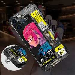 Demon Slayer Anime Girl LED Glass Phone Case For Galaxy A53 A72 A54 M33 M53 S22 Ultra S21 Plus S20FE Note20 Ultra Luminous Cover