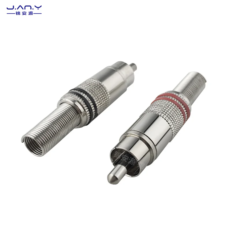 Pure copper RCA Lotus plug welded wire type AV plum male connector audio and video signal coaxial line extension connection