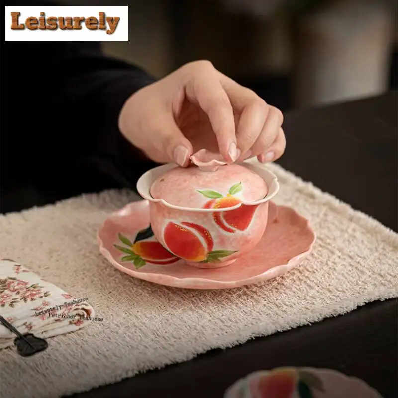 Hand-painted Peach Blossom Tea Set Complete Set Zen Tea Tools Set Tea Ceremony Set Teapot And Tea Cup Set Teaware Collection