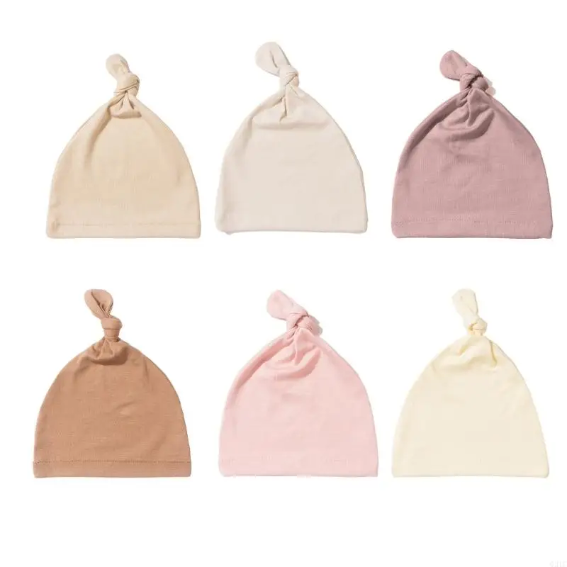 

Soft Bonnet Hat Newborns Ear Protections Bonnet Breathable Baby Knotted Hat Brimless Hospital Caps Solid Color Headgear